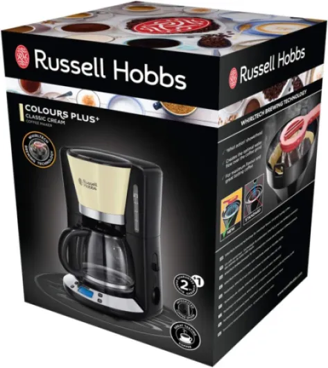Cafetière filtre [Programmable, Technologie WhirlTech pour extraction & arôme optimaux] Crème (max 10 tasses, verseuse en verre 1,25L, Maintien au chaud, 1100W) Machine à café 24033-56