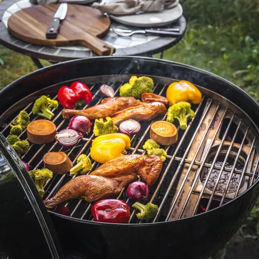 Grillrost.com Das Original Fumoir sphérique pour barbecues sphériques Rösle de 50 cm - Transformez Votre Barbecue sphérique en fumoir - Acier Inoxydable Ø 50cm (Rösle)