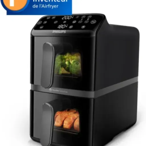 Avis Philips Airfryer Série 4000 VerticalDuo NA460/00 : le double tiroir qui économise de la place