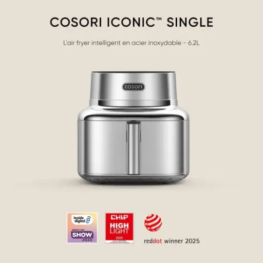 Avis COSORI ICONIC Airfryer 6,2 L : l’airfryer inox et céramique qui veut remplacer le four au quotidien