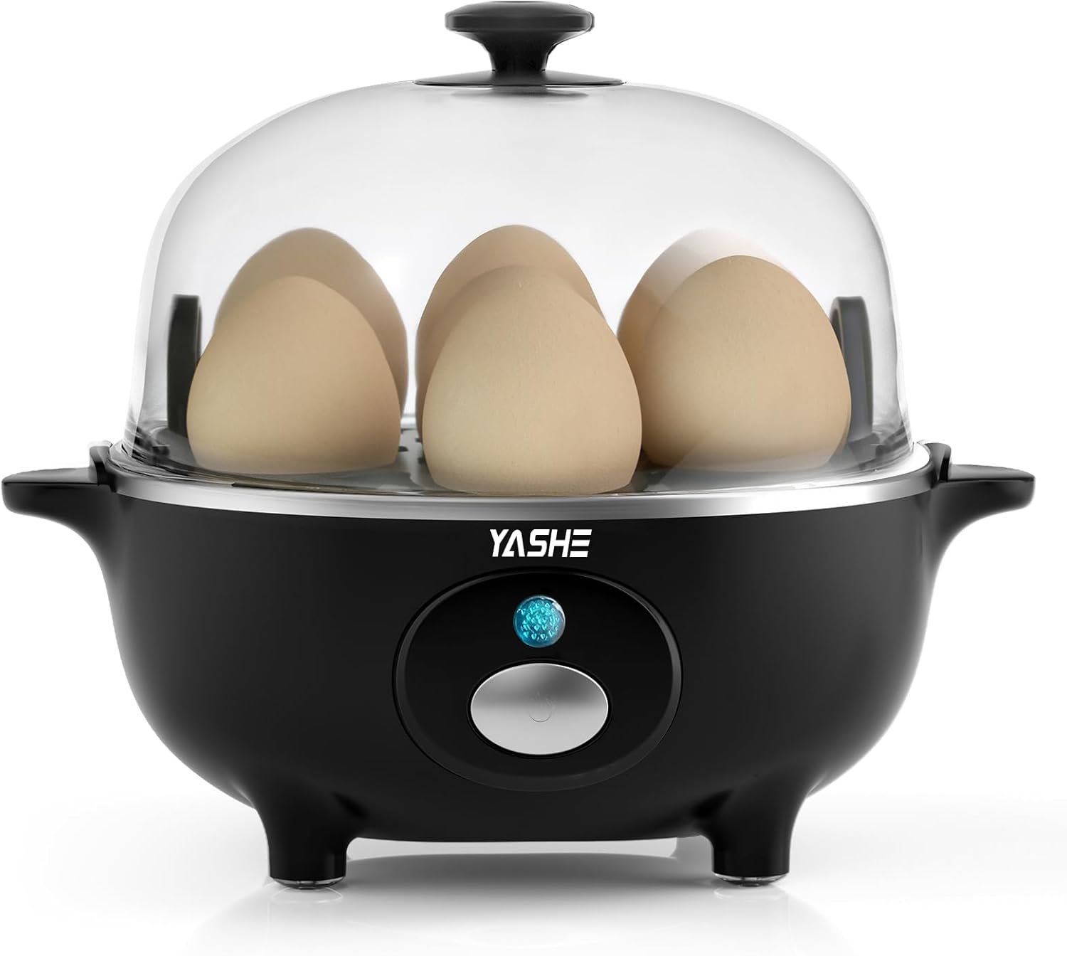 Cuiseur Oeuf, cuisinier d'œufs de 360 W, 7 œufs faciles à peler, œufs mollets, œufs moyens, œufs durs, poached, maker d'omelette, cuiseur vapeur, buzzer, lumière indicatrice, sans BPA