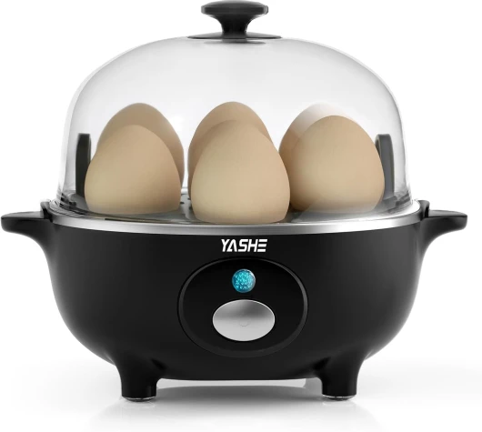 Cuiseur Oeuf, cuisinier d'œufs de 360 W, 7 œufs faciles à peler, œufs mollets, œufs moyens, œufs durs, poached, maker d'omelette, cuiseur vapeur, buzzer, lumière indicatrice, sans BPA