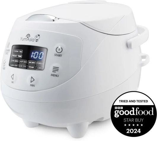 Panda Mini cuiseur à riz avec bol en céramique Ninja et logique floue avancée (3,5 tasses, 0,63 litre) 4 fonctions de cuisson du riz, 4 fonctions multicuiseur, 220-240V (Arctic White)