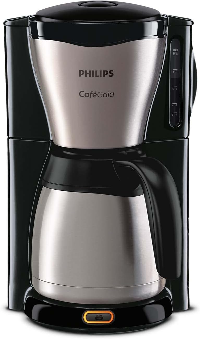 Machine à Café Filtre - Verseuse Isotherme 1.2 L, Jusqu'à 15 Tasses, Goût de Café Riche, Arrêt Automatique Direct, En Inox, Argent/Noir (HD7546/20)