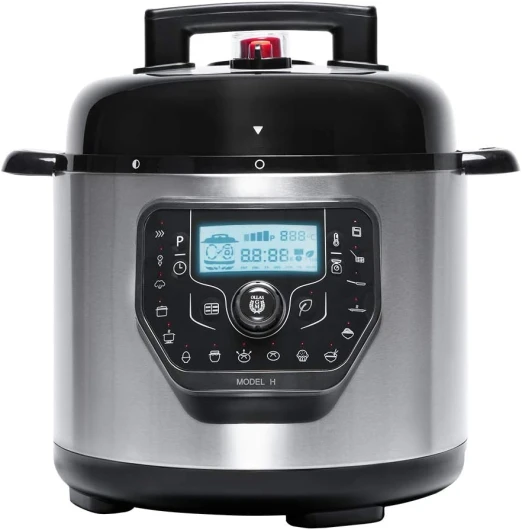 Multicuiseur Ollas GM Modèle H Deluxe - 1000 W, Robot de cuisine multifonction Programmable 24h avec 6 litres, Couvercle rabattable, 16 menus et balance, Acier inoxydable