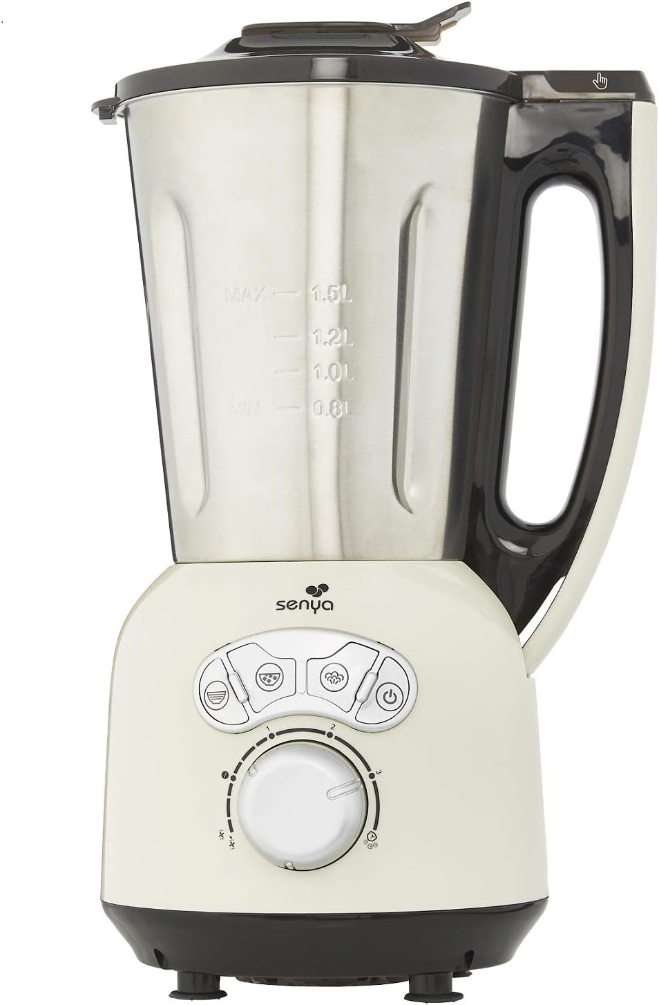 Blender Chauffant Crème INOX Cook & Ice V3, Mixeur Soupe Veloutée/Moulinée, Cuisson Vapeur, Glace Pilée Smoothies, 1, 5L, 1400W, SYCP-HB008C