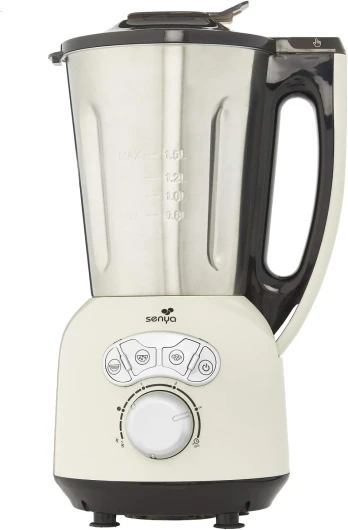 Blender Chauffant Crème INOX Cook & Ice V3, Mixeur Soupe Veloutée/Moulinée, Cuisson Vapeur, Glace Pilée Smoothies, 1, 5L, 1400W, SYCP-HB008C