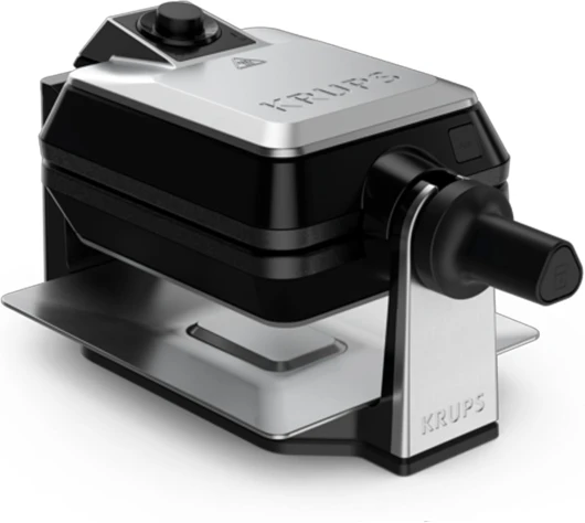 Gaufrier rotatif Noir et Inox, 1200 W, Système rotatif professionnel, Position verticale, Gaufres Dorées, Plaques amovibles et antiadhésives FDD95D10 Unique