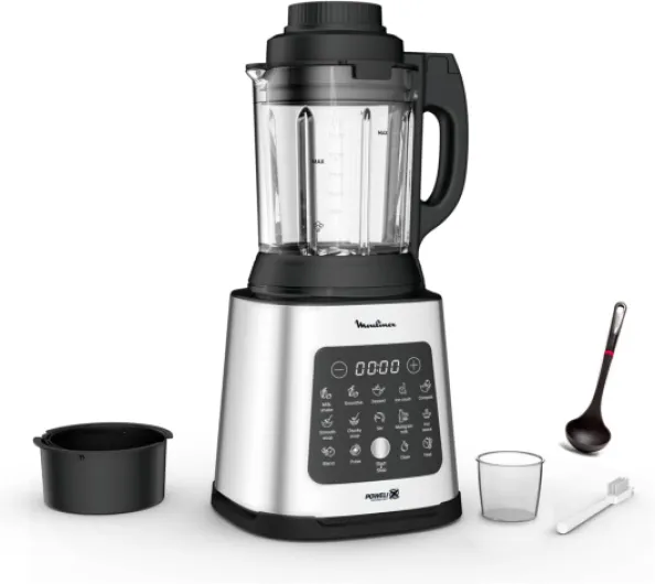 Perfectmix Cook blender chauffant à haute vitesse, 10 programmes automatiques, 1400 W, YY5607FG, Noir et Transparent, Métal 1400W - Métal + Louche incluse