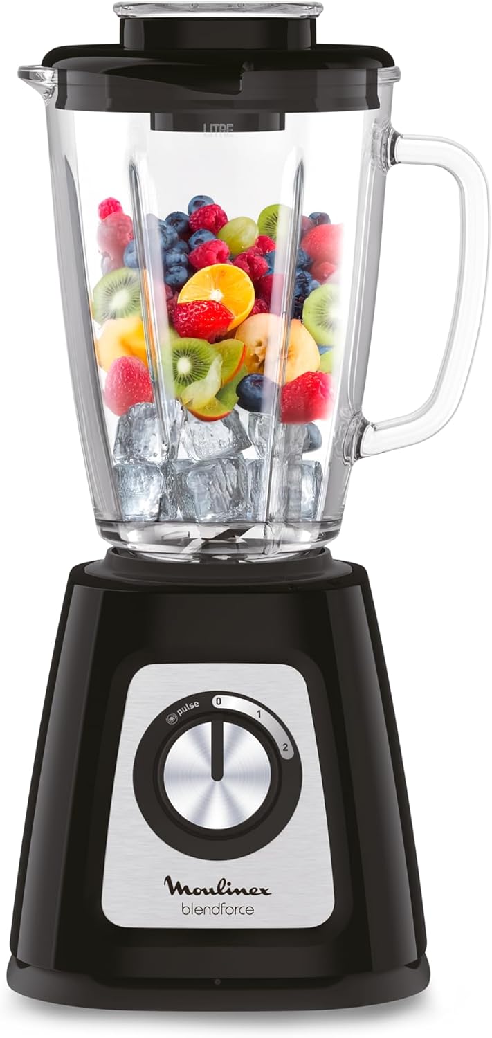 Blender Blendforce, 800W, 2 Vitesses + Fonction Pulse, Capacité 1,75 L, Nettoyage facile, Mixage jusqu'à 3min en continu, Noir, LM42051 800W - Bol verre