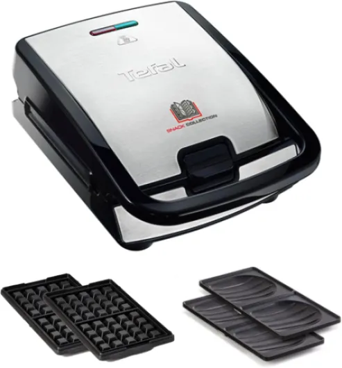 Croque gaufres et sandwiches, 2 jeux de plaques inclus, Rangement facile, Nettoyage facile, Indicateur de chauffe, revêtement antiadhésif, Snack Collection SW853D12 Plaque sandwich et gaufre