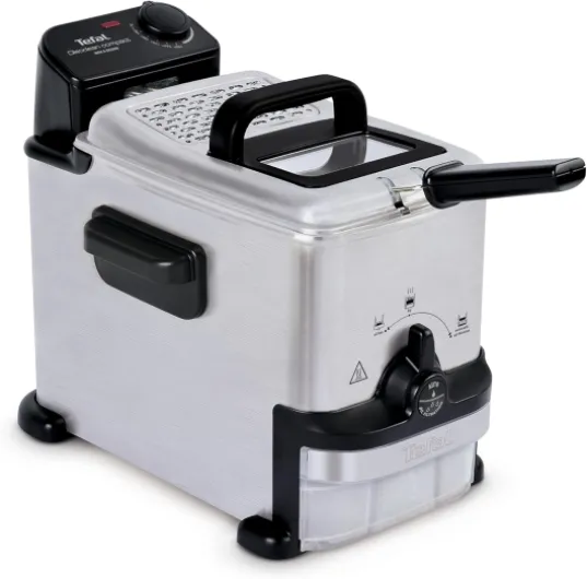 Oleoclean, Friteuse semi-professionnelle compacte, Capacité 2 L d'huile, Hublot de contrôle, Filtration de l'huile, Nettoyage facile, Thermostat réglable, FR701616 Friteuse seule 2L d'huile, 800 g de frites