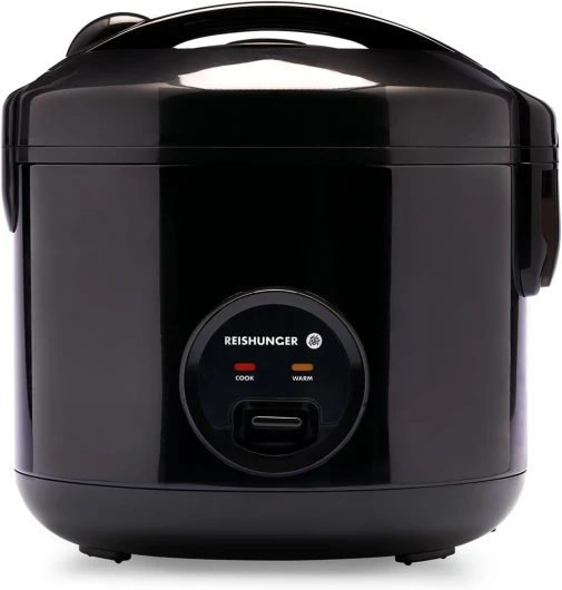 REISHUNGER Cuiseur riz (rice cooker) & cuiseur à vapeur Noir avec fonction de maintien au chaud - 1.2 l pour 1-6 personnes - Revêtement céramique avec insert pour cuiseur à vapeur
