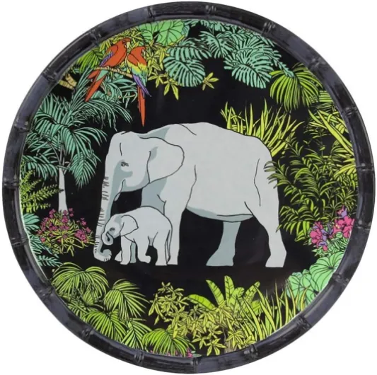Petite Assiette à Dessert Plate en Mélamine Pure - Jungle - Ø 23 cm - Noir/Vert - Service de Table - Collection de Vaisselle Quasi-Incassable MelARTmine