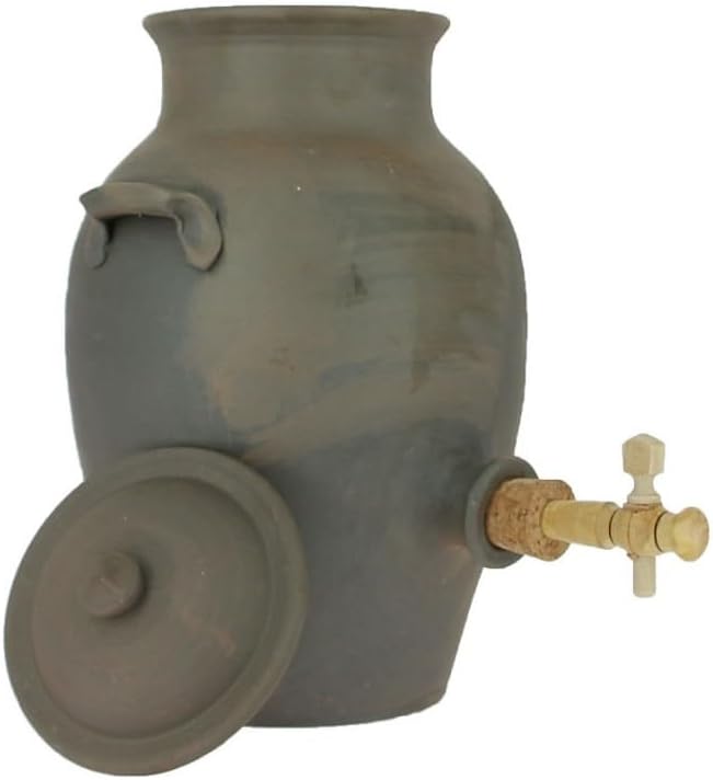 Vinaigrier en grès blanc 3L poterie artisanale Turgis (Marron)