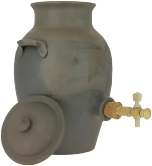 Vinaigrier en grès blanc 3L poterie artisanale Turgis (Marron)