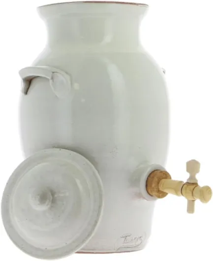 Vinaigrier en grès blanc 3L poterie artisanale Turgis (Blanc)
