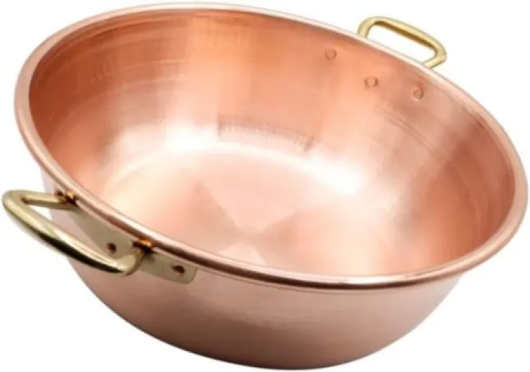 Bassine à confiture - 32x9cm, 4.2L, Casserole en cuivre pour faire des Confiture, Avec 2 Poignées, Fait main - 100% Made in Italy 32 cm