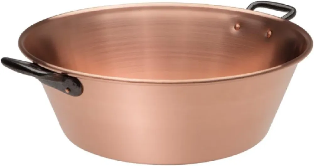 Bassine à Sucreries Cuivre Massif - Bassine à Sucreries Conique à Bord Roulé - Tous Feux sauf Induction - Fabrication Française - Ø40cm, 12L - Cuivre Unique