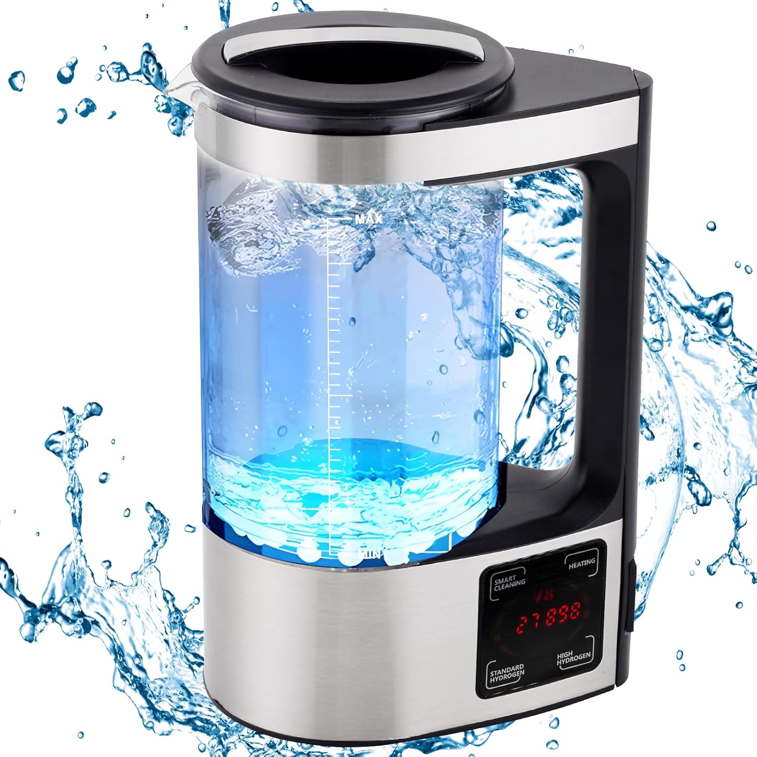 1800PPB Hydrogen rich water machine 2L Hydrogen water generator with SPE and PEM technology, unlimited water quality, heating temperature up to 45℃ for home office
