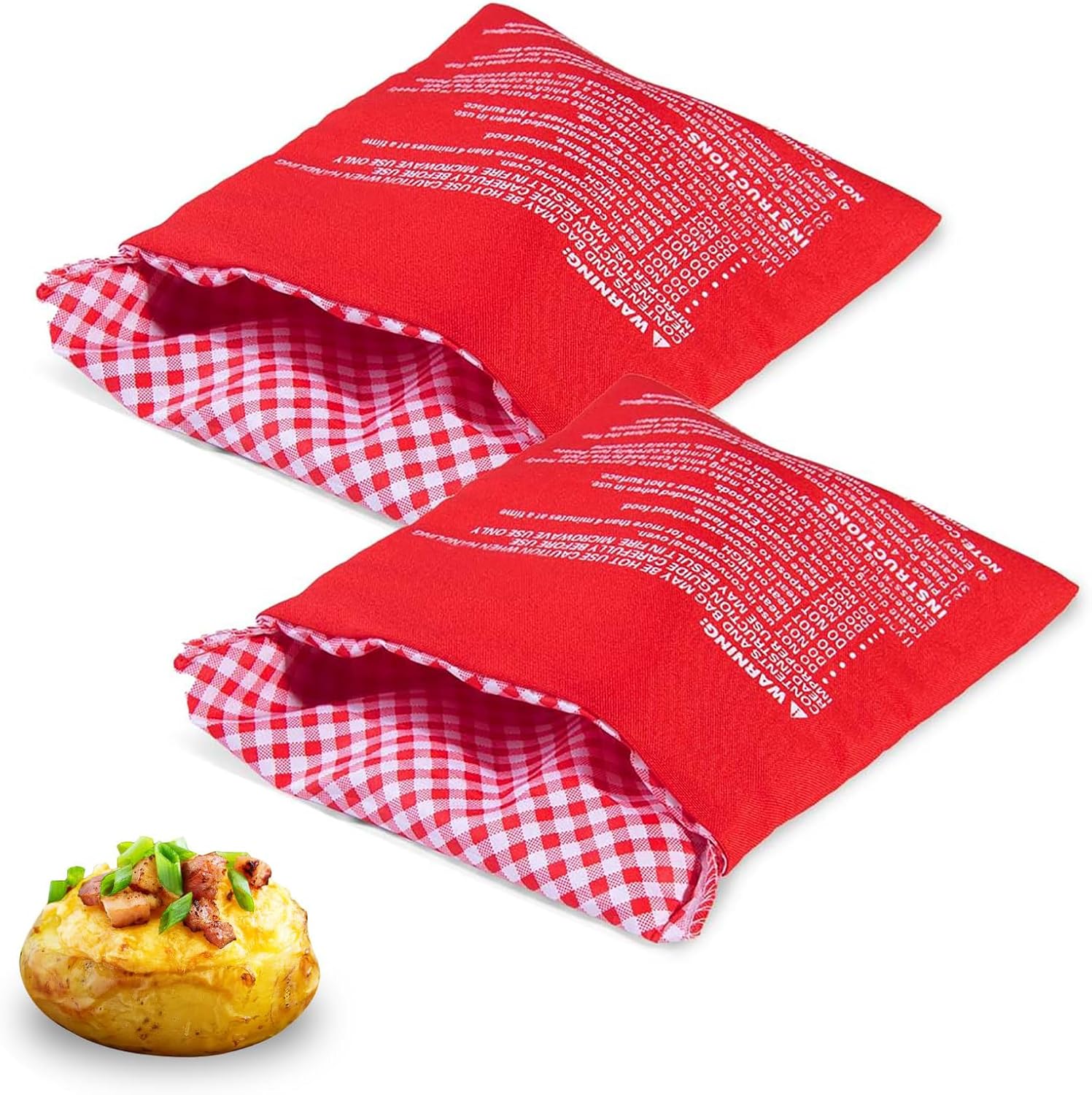 Sac Pomme de Terre,2 PCS Sac de Cuisson de Pommes de Terre au Micro-Ondes Lavable et Réutilisable Sac de Cuisson Micro Pomme de Terre Express Sachet pour Pommes de Terre Maïs Patates Douces