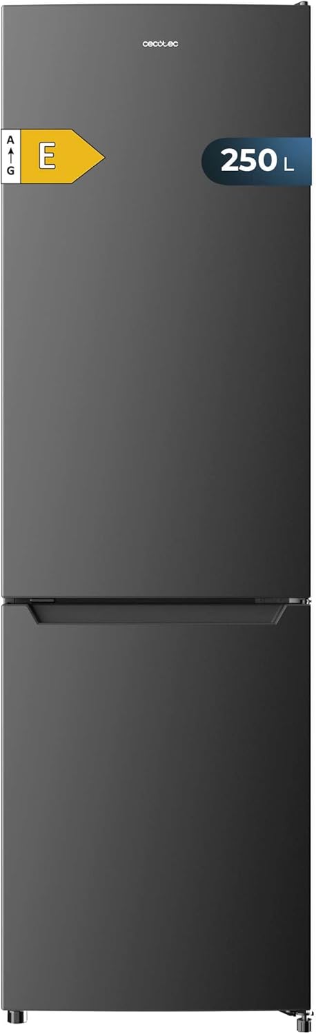 Réfrigérateur combiné Bolero CoolMarket Combi 250 Dark E - 250L, Total No-Frost, classe D, Multi Airflow, congélation rapide, porte réversible, alarme de porte - Dark Classe E