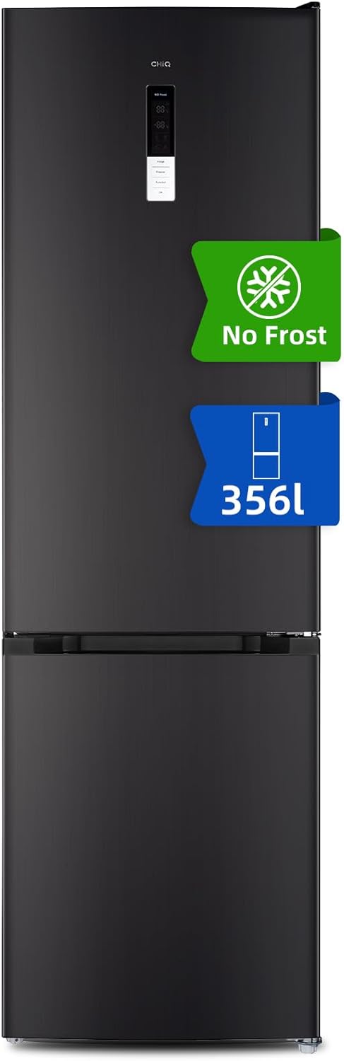 Réfrigérateur congélateur combiné, 356 L(260 +96 L) total, Sans givre, Bac à légumes, Tiroirs profonds, Mode vacances, Alarme de porte, Garantie 12 ans pour compresseur, Inox FBM351LEI42 356L Nofrst