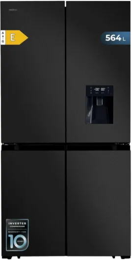 Réfrigérateur Américain 4 Portes Dark de 564 L Bolero CoolMarket 4D 564 Dark E - 183 cm de Hauteur, 91 cm de Largeur, Distributeur d'Eau, Moteur Inverter Plus, NoFrost Total Dark Inox Capacité 564L