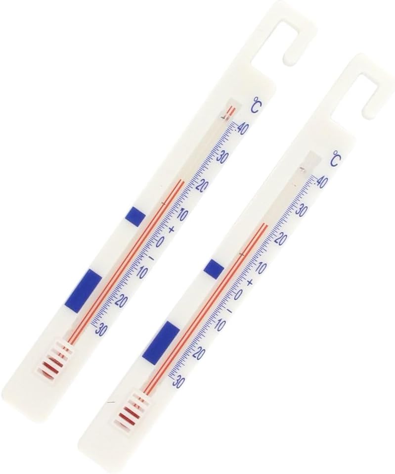 FM Professional 21824 Thermomètre réfrigérateur et congélateur - Lot de 2 thermomètres en plastique blanc, 15,5 cm x 1,7 cm x 0,6 cm Blanc 2