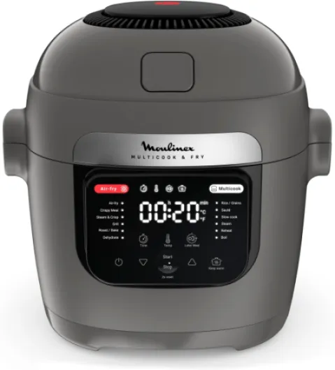 Multicook & Fry, multicuiseur et air fryer intégré, 12programmes, Cuisson sur 2 niveaux, Départ différé, Capacité 6L, Gris Hippo, MZ730BF0 Multicuiseur seul
