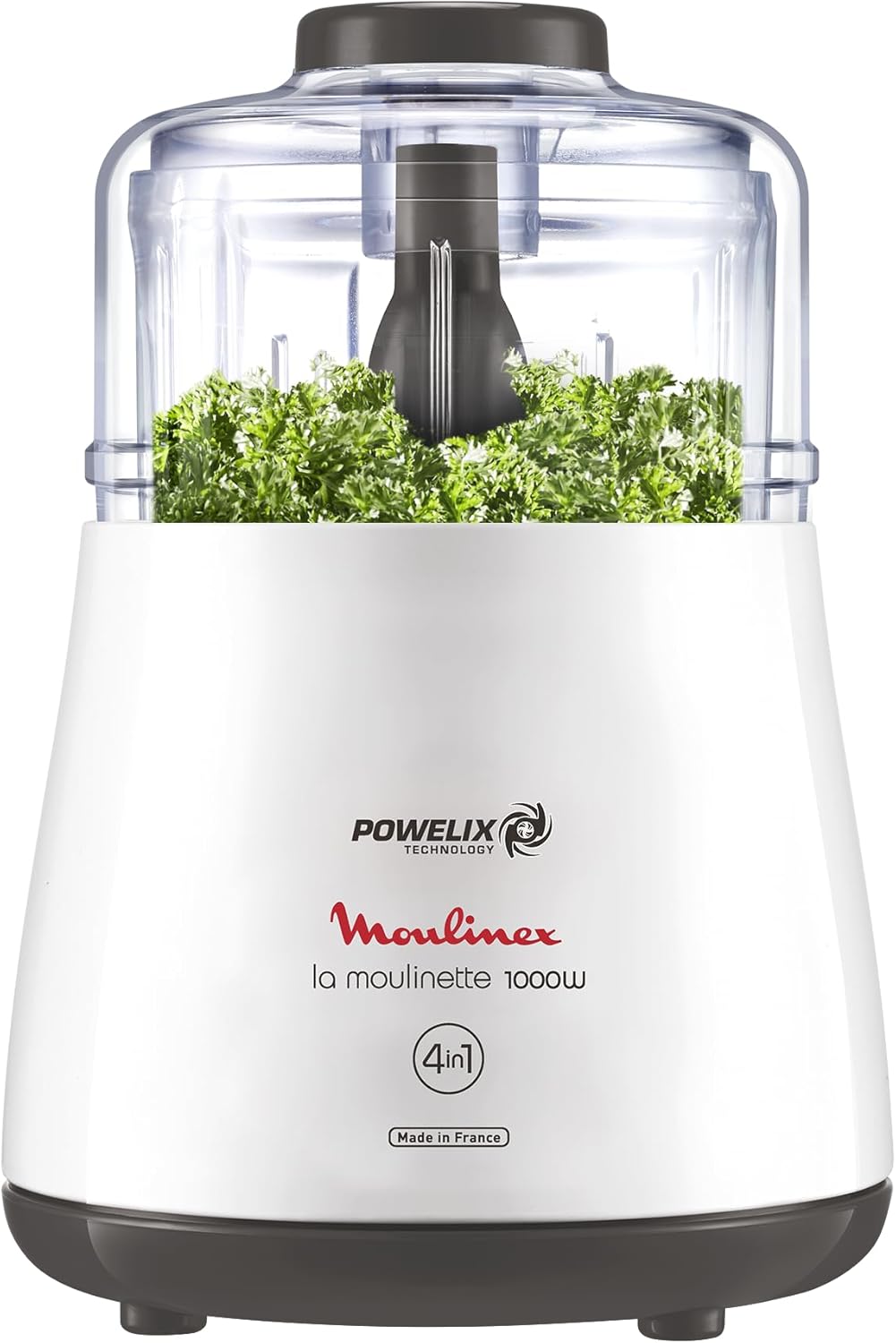 Hachoir électrique, 1000 W, Hache, Mixe, Viande, Légumes, Herbes, Ails, Oignons, Fruits secs, Fabriqué en France, La Moulinette, Blanc DPA141 1000W