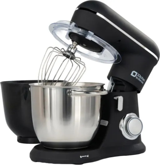 Robot Pâtissier, 4.5L+5L 2Bols Robots de Cuisine, 10 Vitesses Batteur Electrique Cuisine, 1300W Pétrin Professionnel avec Fouet, Batteur, Crochet (Noir) 4.5L Noir