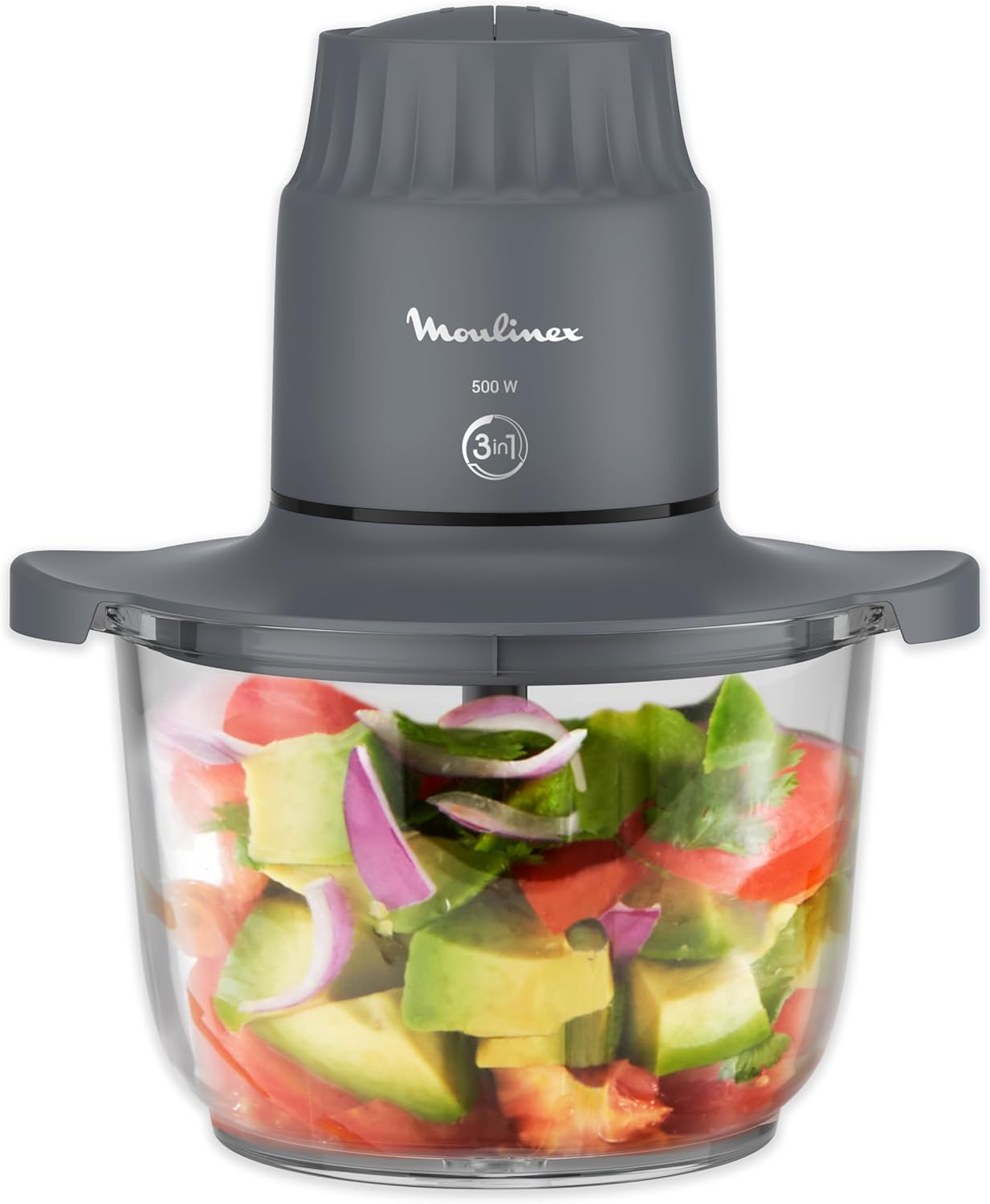 Choppeo, Hachoir avec bol en verre, Capacité utile de 1L, Verre borosilicate, 2vitesses, Java Pepper DJ602110