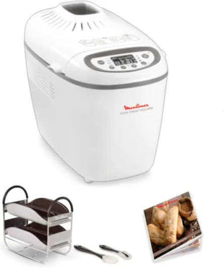 Home Bread Baguette Machine à petits pains, 16 programmes, Résultats homogènes, Jusqu'à 1,5 kg de pain frais, Plaques croustillants, 3 niveaux de dorage OW610110, Blanc