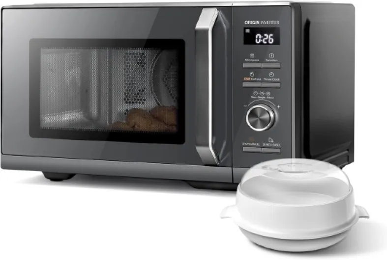 MW3-AC26PFI(MG) Four à Micro-ondes 26L Air chaud combiné, 6-en-1 900W avec Cuiseur Vapeur en Gris Morandi, 6 Programmes 10 Niveaux de Puissance, 10 Menus Automatiques 26L 6-en-1