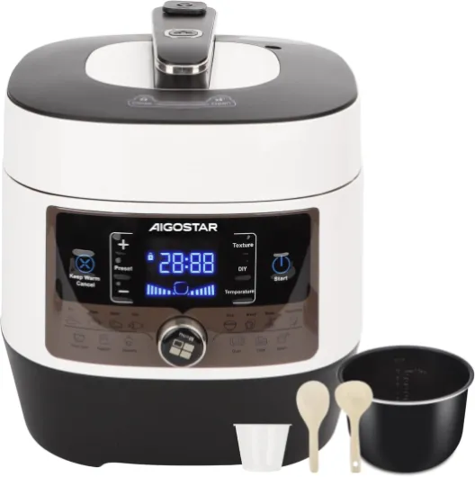 Panda - Autocuiseur Électrique Multifonction 14-en-1, 5.5L, 1000W, Cuisson sous Pression, Cuisson Lente, Friture, Yaourt, Riz, Écran LED, Minuterie 24h, 9 Sécurités,Livré avec Accessoires
