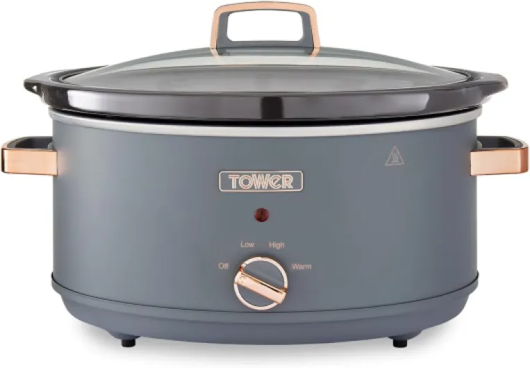 T16043GRY Cavaletto Mijoteuse Électrique 6,5 L - Mijoteuse - Poêle Électrique avec 3 Réglages de Chaleur, Poignées Toucher Froid, Gris et Or Rose Mijoteuse 6,5 L, gris