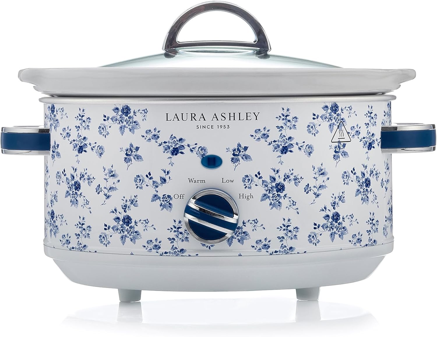 Laura Ashley Mijoteuse Électrique 3,5 Litres avec Imprimé China Rose par VQ - Slow Cooker pour 4 à 5 Personnes, Économique en Énergie, avec 3 Réglages de Température et un Couvercle en Verre Trempé Mijoteuse 3,5 L China Rose