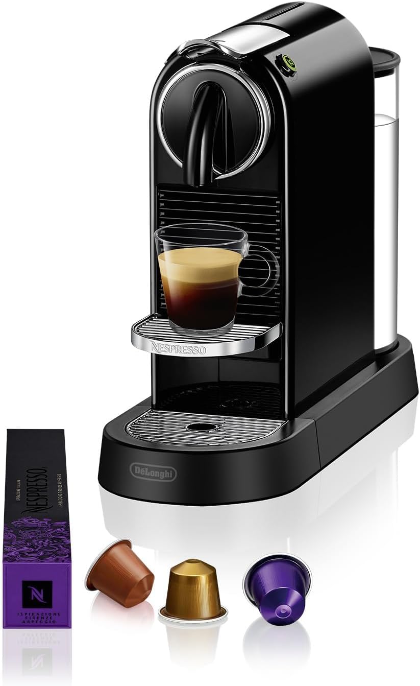 De'Longhi Nespresso CitiZ EN167.B, Machine à Café en Capsules, Machine à Café pour une Tasse, Design Compact, Pression 19 Bar, 2 Tailles de Tasses, Ensemble de Bienvenue Inclus, Noir