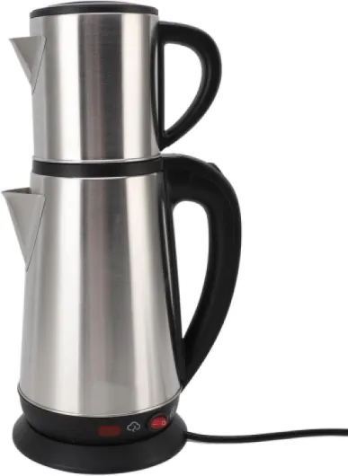 Kettle Turque électrique, Fabricant de thé Turc de 1L et 2L, Fabricant de thé en Acier Inoxydable Samovar Turc, Théière à Double Bouilloire Ensemble pour la Maison (Prise UE 220V) Prise UE 220V Prise UE 220V