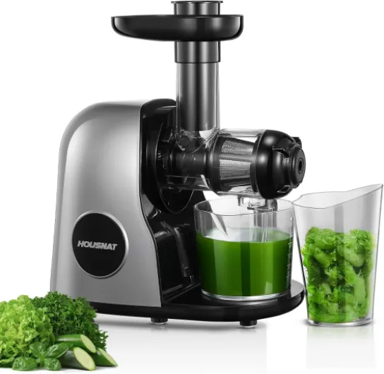 Extracteur de Jus de Fruits et Légumes, Extracteur Jus avec moteur silencieux, Slow Juicer Nutriments Maximaux - 90% Jus Pureté, Extracteur jus de Fruits et Légumes, Fonction Inverse Argent