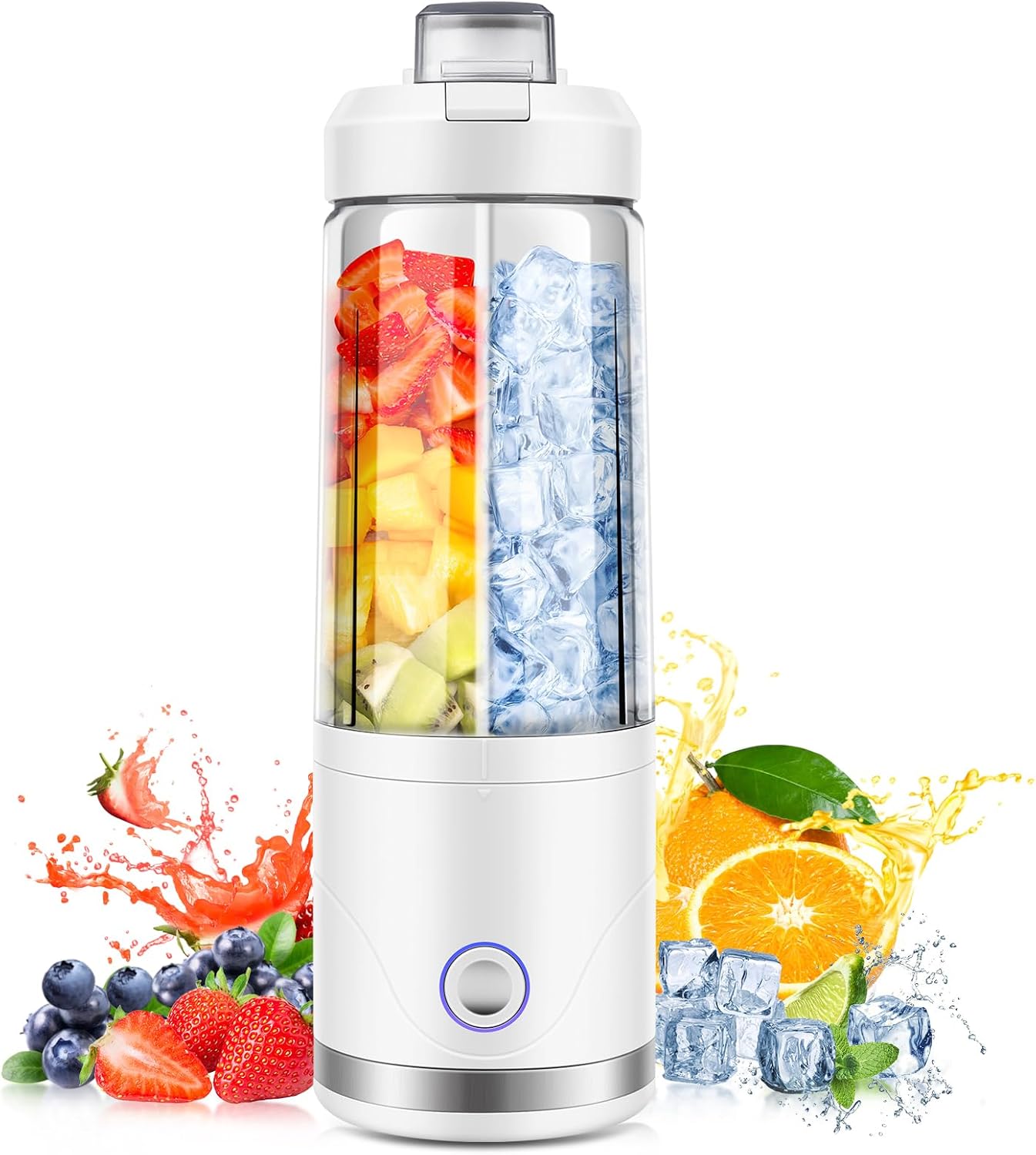 Blender Portable, 650ml Rechargeable Tasse en Tritan, Mini Blender Sans Fil Puissant, Mixeur Smoothie pour Shakes et Smoothies, Mixeur Portable pour Cuisine Bureau Voyage Salle de Sport