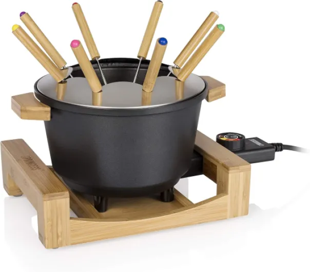 Pure - Fondue - Pour Tous Types De Fondues - Caquelon 1,5 L - Pour 8 Personnes - 800 W Bambou noir