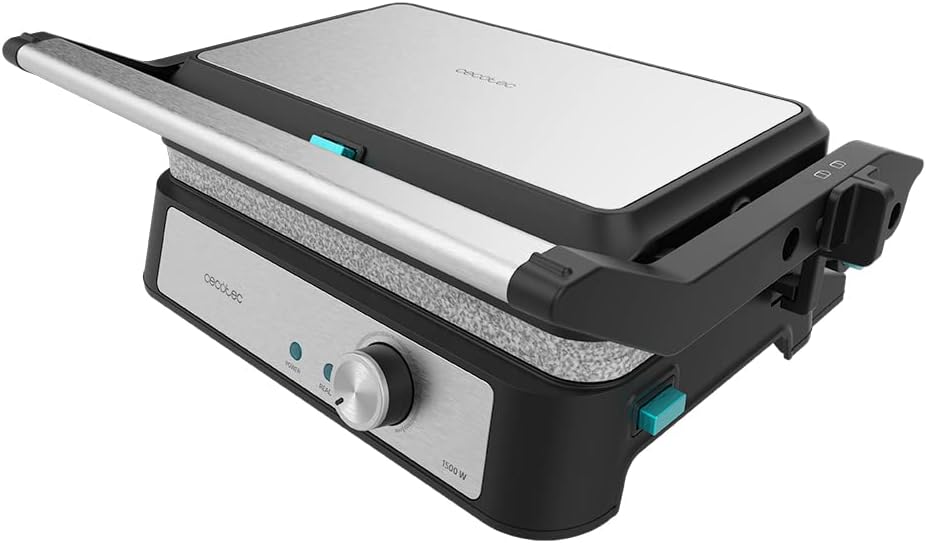 Rock'n Grill électrique 1500 Take & Clean Stone, Revêtement RockStone, plaques amovibles et lavables au lave-vaisselle, ouverture à 180°, plaque supérieure flottante, 1500 W Plaques en pierre amovibles 1500 W