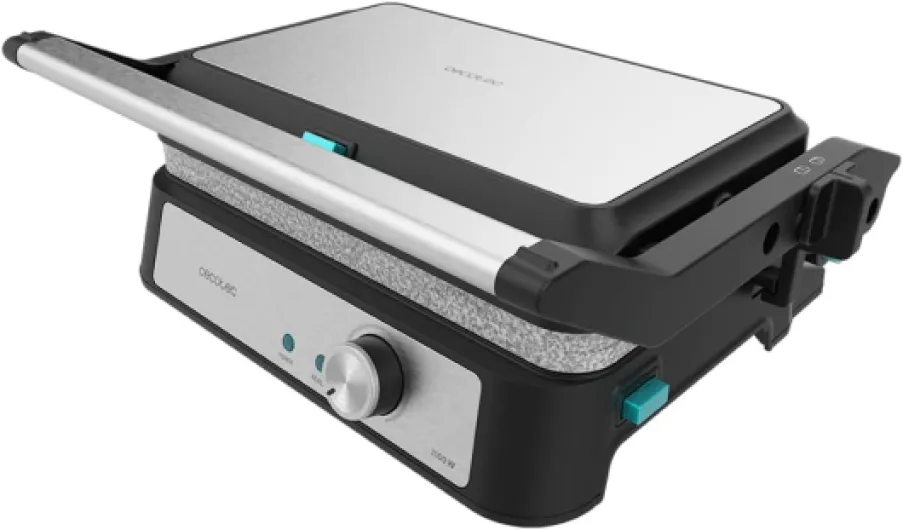 Rock'n Grill électrique 1500 Take & Clean Stone, Revêtement RockStone, plaques amovibles et lavables au lave-vaisselle, ouverture à 180°, plaque supérieure flottante, 1500 W Plaques en pierre amovibles 1500 W