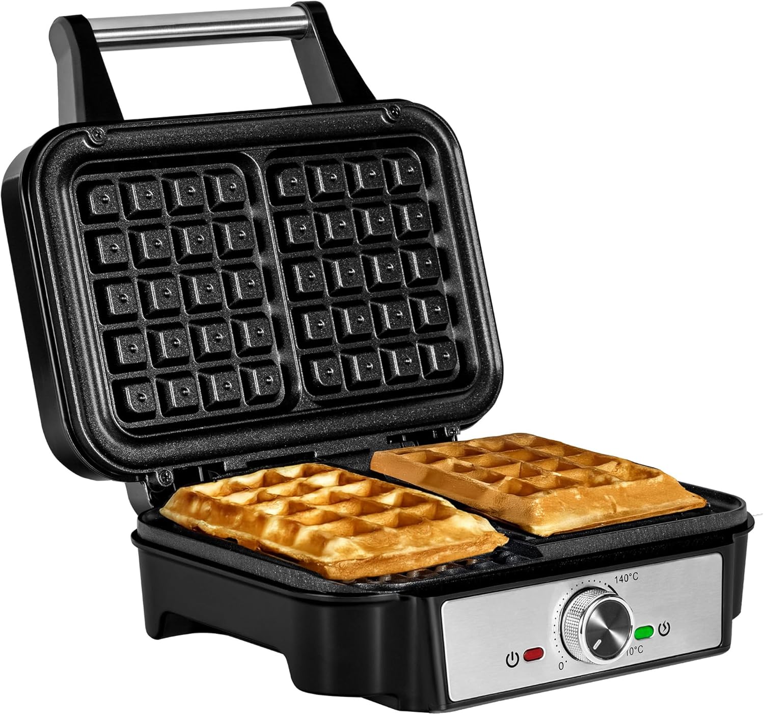 GOFREE CHEF Gaufrier Haute Puissance 1200 W pour Gaufres Belges, Double Revêtement Antiadhésif, Contrôle de la Température, Indicateur de Cuisson, Gaufres Épaisses, Grille Profonde (CHEF)