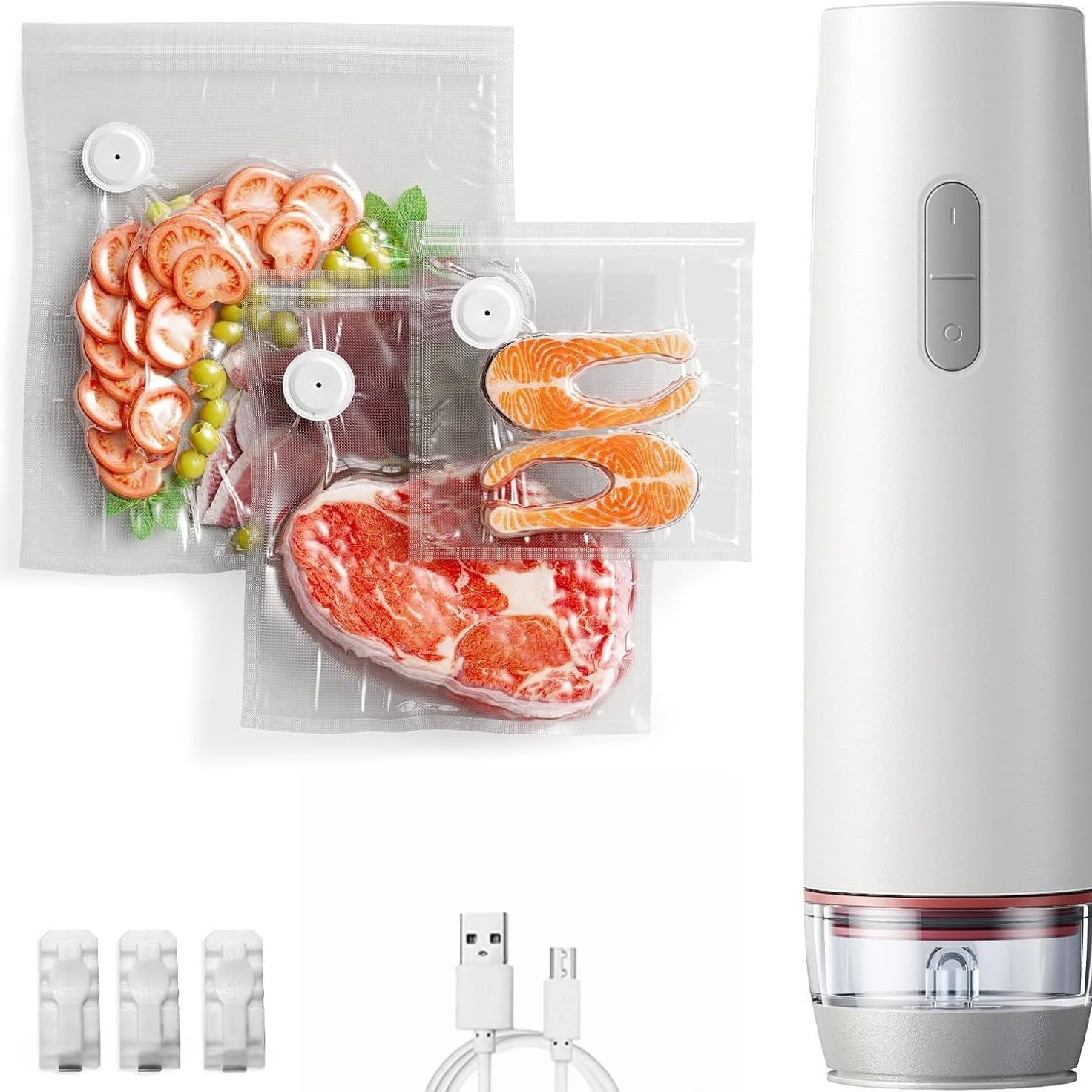 Siolite Machine sous vide :Préserve la fraîcheur et fait des économies - Cette machine sous vide simplifie la conservation des aliments - (Petit (S):30 sacs réutilisables)