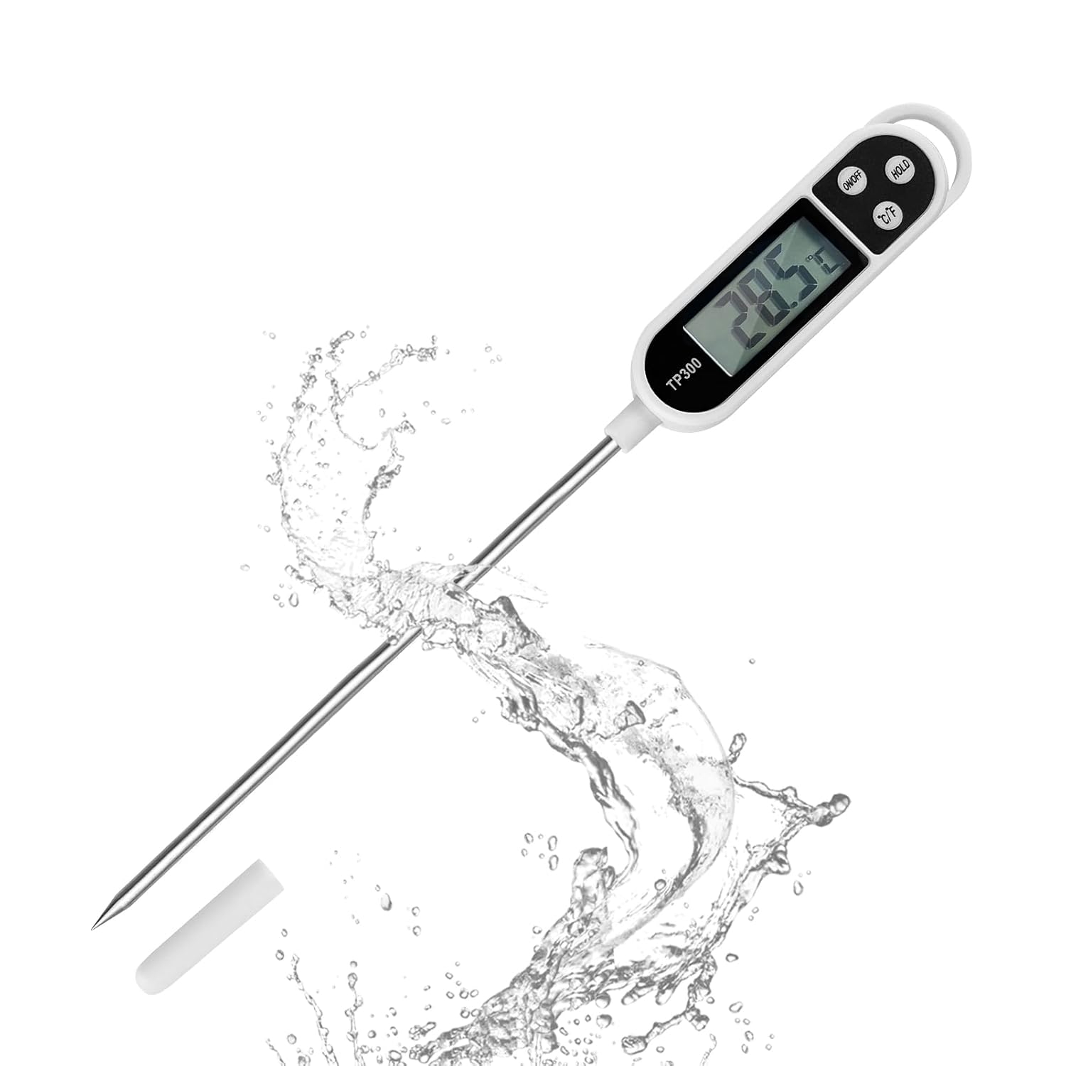 Nutabevr Thermometre Cuisine avec Écran LCD Thermomètre Numérique Digital avec Sonde Longue Haute Précision,Lecture instantané Thermomètre Cuisson,pour BBQ,Huile,Viande,Nouriture,Lait,Vin,Eau Chaude