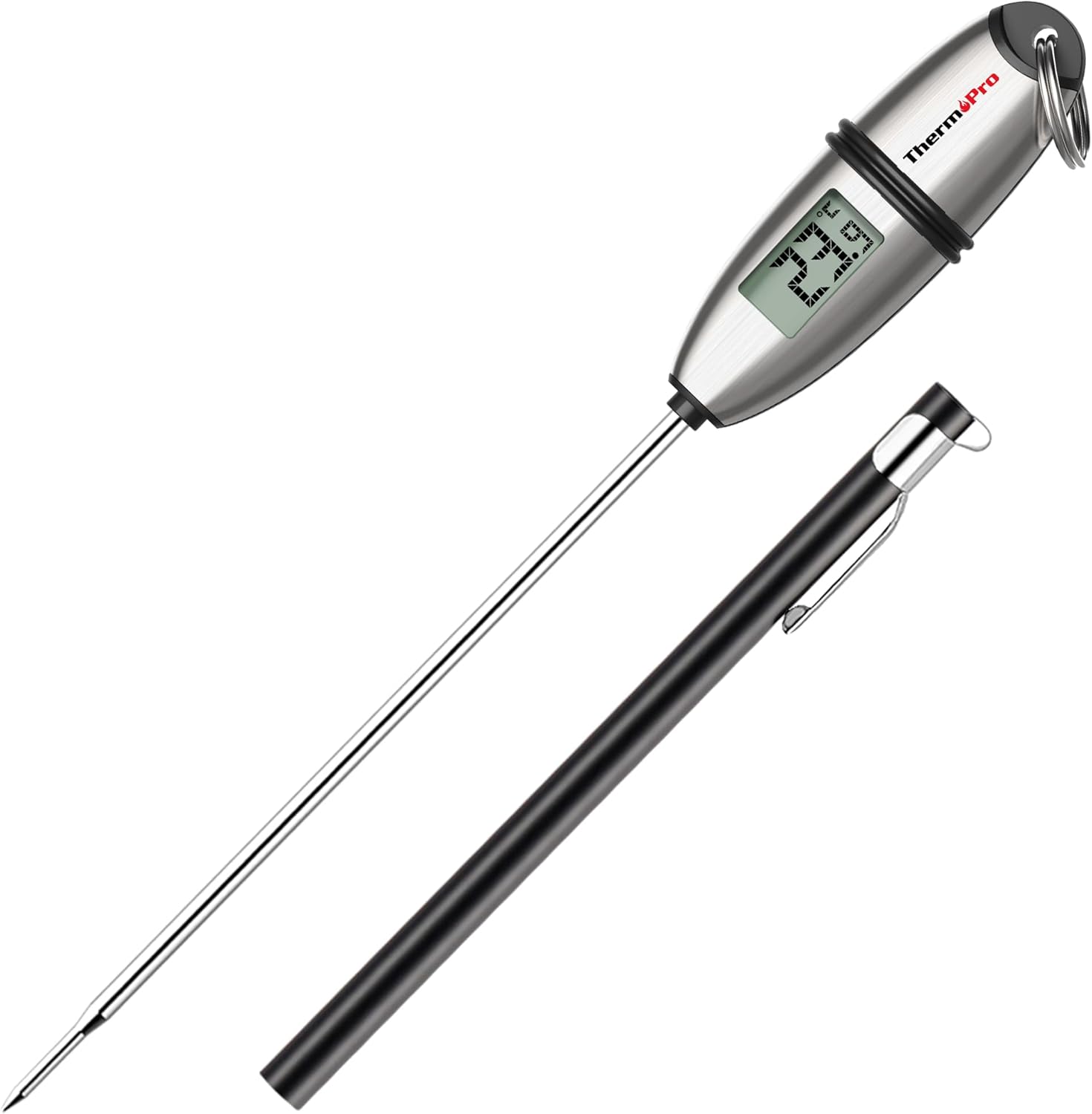TP02S Thermometre Cuisine Patisserie Numérique 3 Secondes Instantané pour Boissons Chaudes Lait Les Confiseries Sucre avec Longue Sonde de Cuisson 1 Pièces Acier Inoxydable