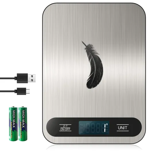 [ Rechargeable & 15kg ] Balance de Cuisine Numérique, Balance Cuisine électronique USB C, Balance Alimentaire de Haute précision 1g / 0,1 OZ, Fonction dure Professionnelle, Batterie incluse (B10) B14